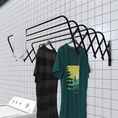 Tendedero plegable negro de 60cm para pared