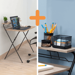 Combo Escritorio plegable + kit escritorio malla - Rustic sand | Negro
