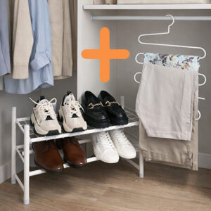 Combo Zapatero de piso expandible + Pantalonero 5 puestos - Blanco